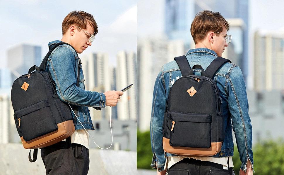 Wholesale Designer Fashion Travel Grey Black School Business Laptop Computer Backpack Bag Fits up to 17.3 Inch Notebook
